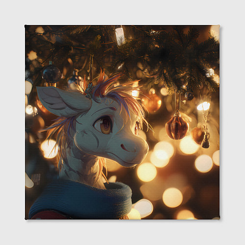 Картина квадратная Лошадка под новогодней елкой / 3D-принт – фото 2