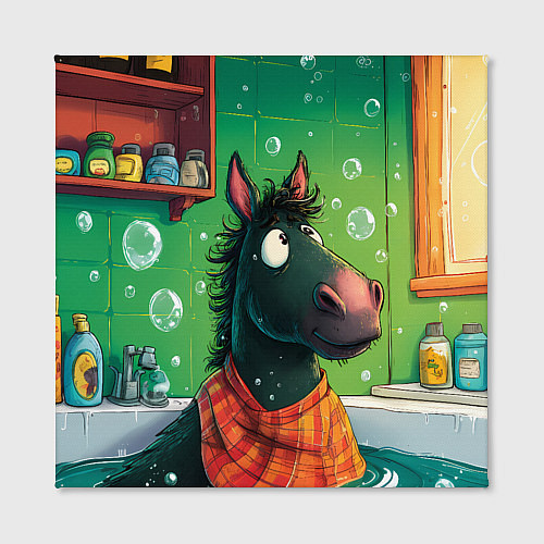 Картина квадратная Лошадь моется в ванной / 3D-принт – фото 2