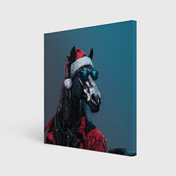 Холст квадратный Лошадь в новогоднем стиле, цвет: 3D-принт