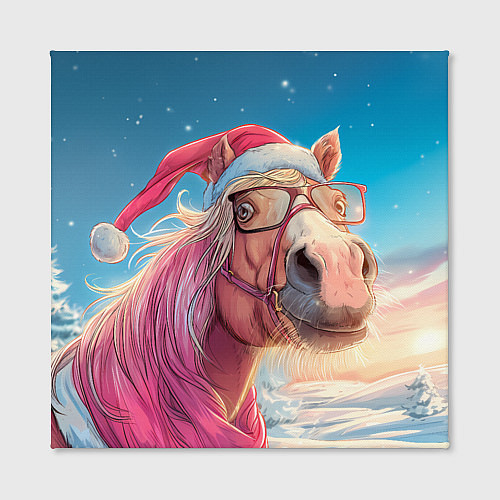 Картина квадратная Новогодняя лошадь в очках / 3D-принт – фото 2