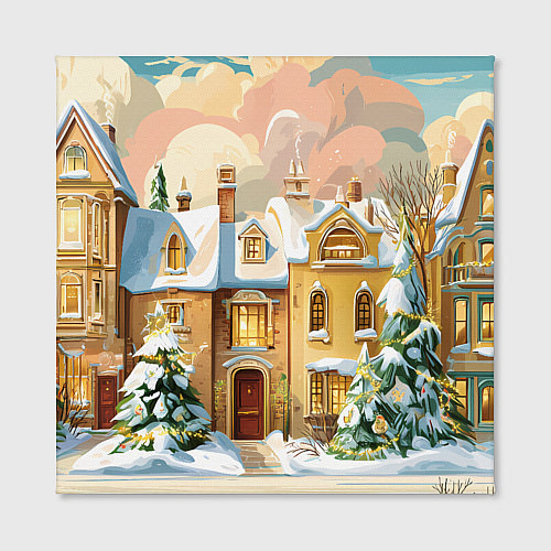 Картина квадратная Новогодний город / 3D-принт – фото 2