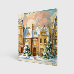 Картина квадратная Новогодний город