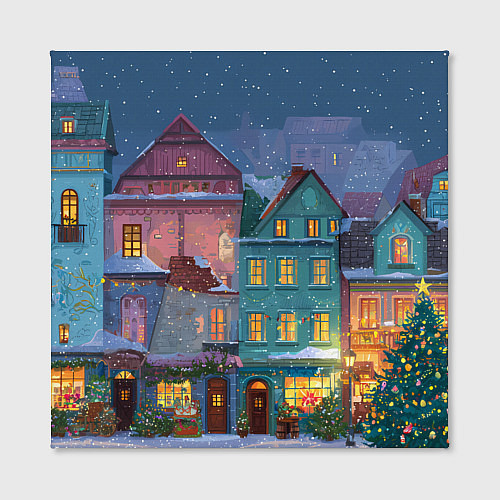 Картина квадратная Новогодний дворик / 3D-принт – фото 2