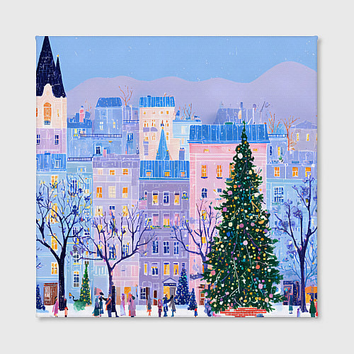 Картина квадратная Новогодний двор / 3D-принт – фото 2