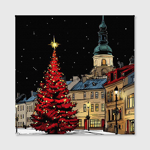 Картина квадратная Красная новогодняя елка / 3D-принт – фото 2