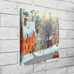 Холст квадратный Милый новогодний дворик, цвет: 3D-принт — фото 2