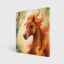 Холст квадратный Милая огненная лошадь, цвет: 3D-принт