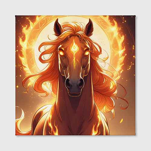 Картина квадратная Огненная лошадь в свечении / 3D-принт – фото 2