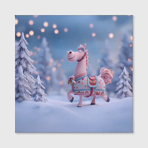 Картина квадратная Новогодняя милая лошадка / 3D-принт – фото 2