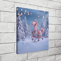 Холст квадратный Новогодняя милая лошадка, цвет: 3D-принт — фото 2