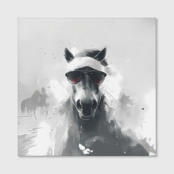 Холст квадратный Черно-белый новогодний конь, цвет: 3D-принт — фото 2