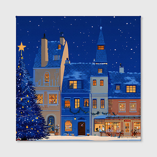 Картина квадратная Синяя новогодняя елочка во дворе / 3D-принт – фото 2