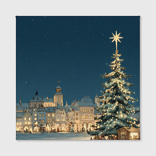 Картина квадратная Новогодняя атмосфера в городе / 3D-принт – фото 2
