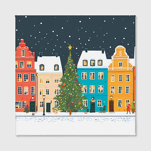 Картина квадратная Новогодний снежный город / 3D-принт – фото 2