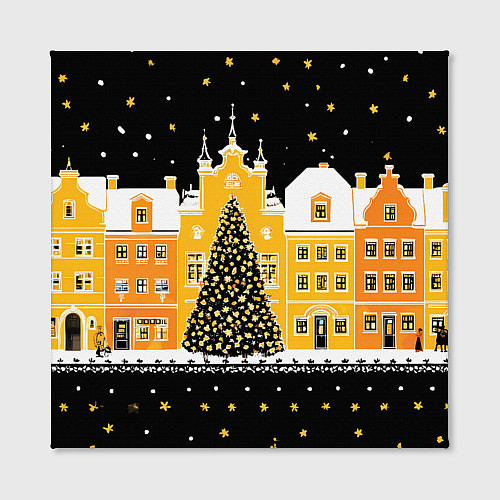 Картина квадратная Новогодняя ночь в городе / 3D-принт – фото 2