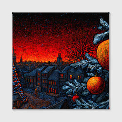 Холст квадратный Новый год в ночном городе, цвет: 3D-принт — фото 2