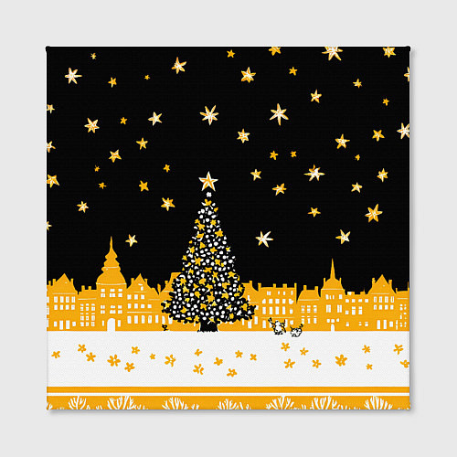 Картина квадратная Новый год в черно-желтом стиле / 3D-принт – фото 2