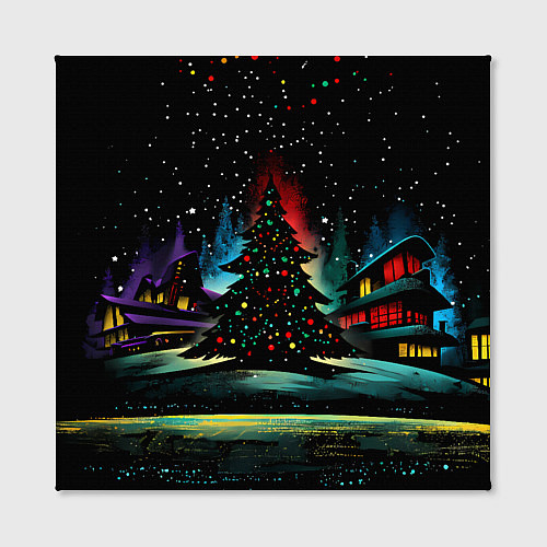 Картина квадратная Новый год на черном фоне / 3D-принт – фото 2