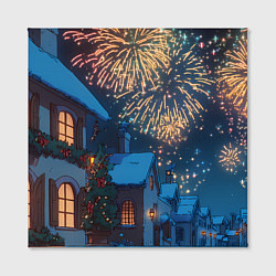 Холст квадратный Праздничный новогодний салют, цвет: 3D-принт — фото 2