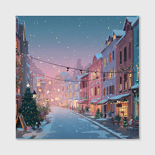 Картина квадратная Новогодняя улица / 3D-принт – фото 2