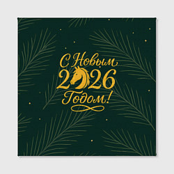 Холст квадратный С новым 2026 годом золотистая надпись, цвет: 3D-принт — фото 2