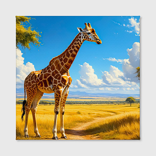 Картина квадратная Жираф в солнечной саванне / 3D-принт – фото 2