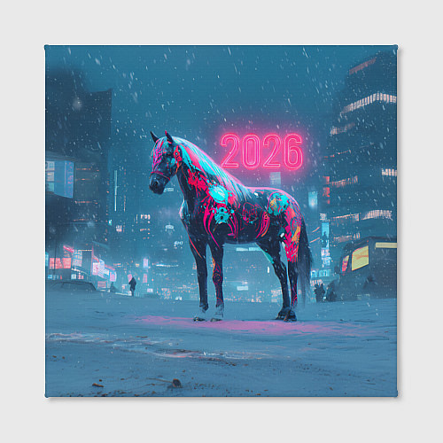 Картина квадратная Киберпанк лошадь 2026 / 3D-принт – фото 2
