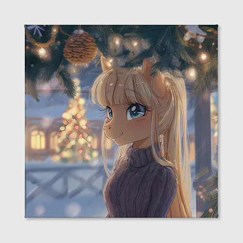 Картина квадратная Новогодняя анимешная лошадка / 3D-принт – фото 2