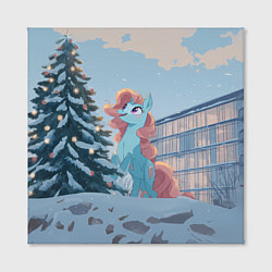 Холст квадратный Новогодняя лошадка у елочки, цвет: 3D-принт — фото 2