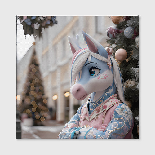 Картина квадратная Новогодняя лошадка у елки / 3D-принт – фото 2