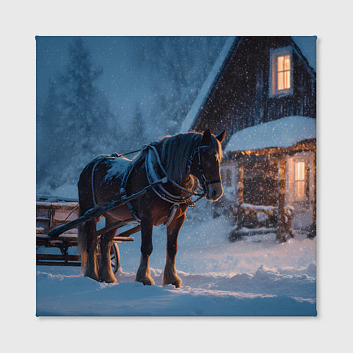 Картина квадратная Лошадь у избы / 3D-принт – фото 2
