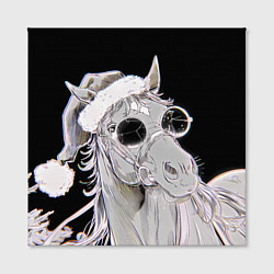 Холст квадратный Новогодняя лошадь в круглых очках, цвет: 3D-принт — фото 2