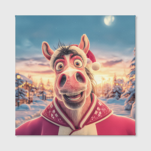 Картина квадратная Счастливая новогодняя лошадь / 3D-принт – фото 2