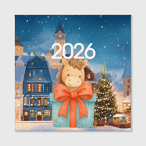 Картина квадратная Лошадка в подарочной коробке / 3D-принт – фото 2