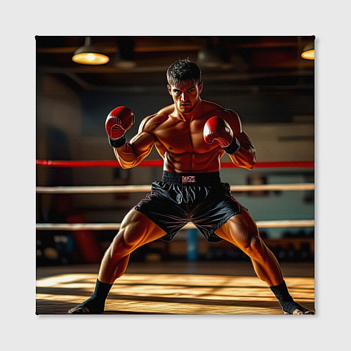 Картина квадратная Кикбоксер в стойке / 3D-принт – фото 2