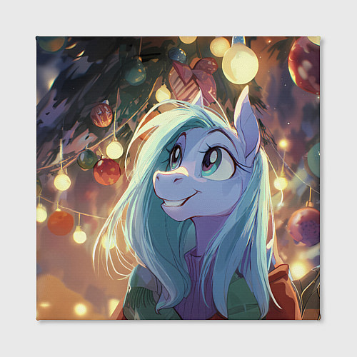 Картина квадратная Лошадка любуется новогодними лампочками / 3D-принт – фото 2