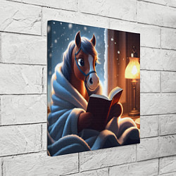 Холст квадратный Лошадка с книгой, цвет: 3D-принт — фото 2