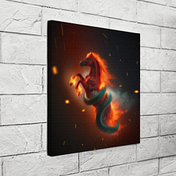 Холст квадратный Смена зелёной змеи на красную огненную лошадь, цвет: 3D-принт — фото 2