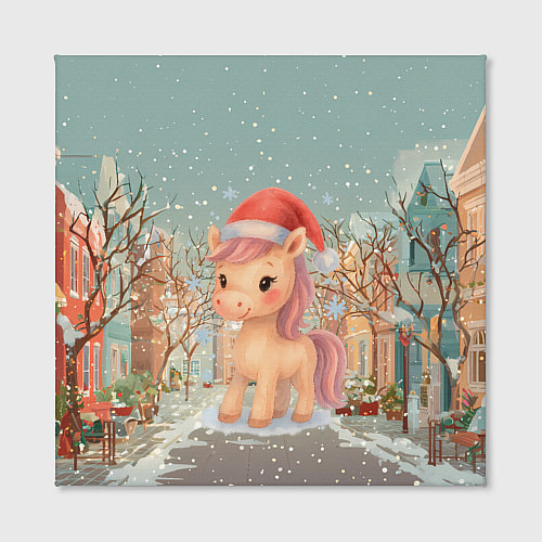 Картина квадратная Маленькая новогодняя милая лошадка / 3D-принт – фото 2