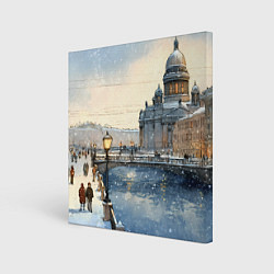 Холст квадратный Санкт-Петербург снежный день, цвет: 3D-принт