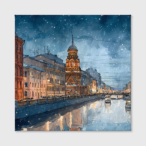 Картина квадратная Санкт-Петербург зимний город / 3D-принт – фото 2