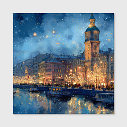 Холст квадратный Зимняя ночь Санкт-Петербурга, цвет: 3D-принт — фото 2
