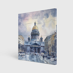 Холст квадратный Санкт-Петербург зимний город, цвет: 3D-принт