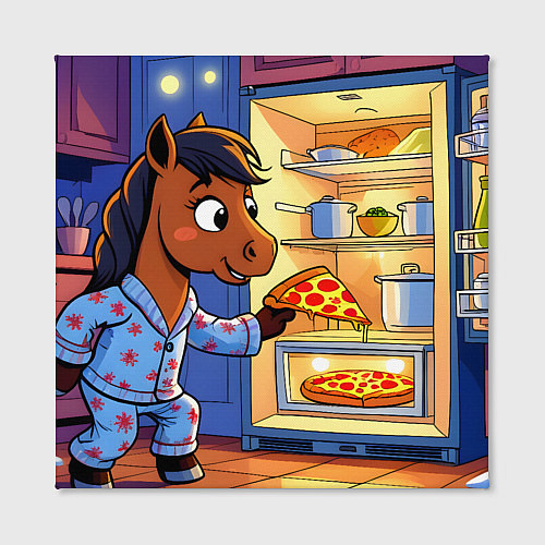 Картина квадратная Лошадка и пицца / 3D-принт – фото 2