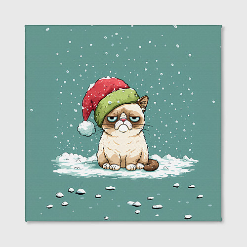 Картина квадратная Недовольный новогодний котик / 3D-принт – фото 2