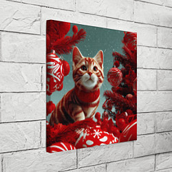 Холст квадратный Рыжий кот - Новый год, цвет: 3D-принт — фото 2