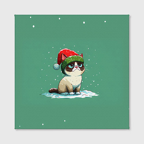 Картина квадратная Новогодний мем котик / 3D-принт – фото 2