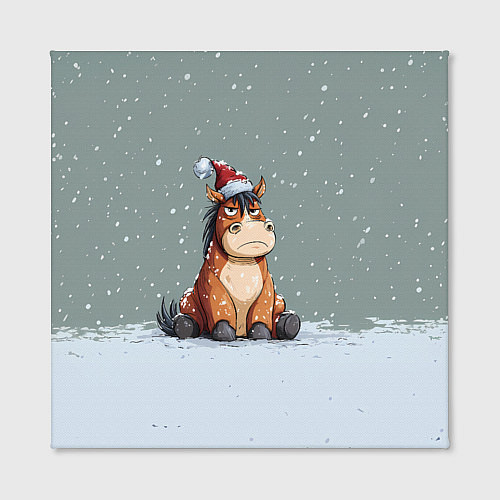 Картина квадратная Лошадка на фоне снегопада / 3D-принт – фото 2