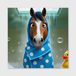 Холст квадратный Конь в полотенце, цвет: 3D-принт — фото 2