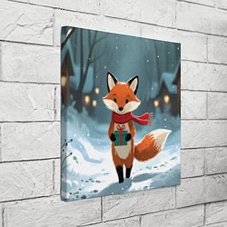 Холст квадратный Лисичка с подарком зимой, цвет: 3D-принт — фото 2